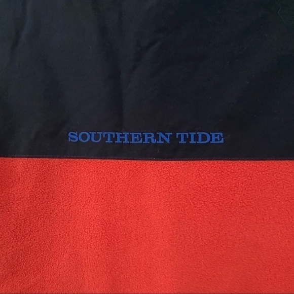 Southern Tide Navigational Fleece Vest Coral Red Navy Large - Picture 5 of 5
